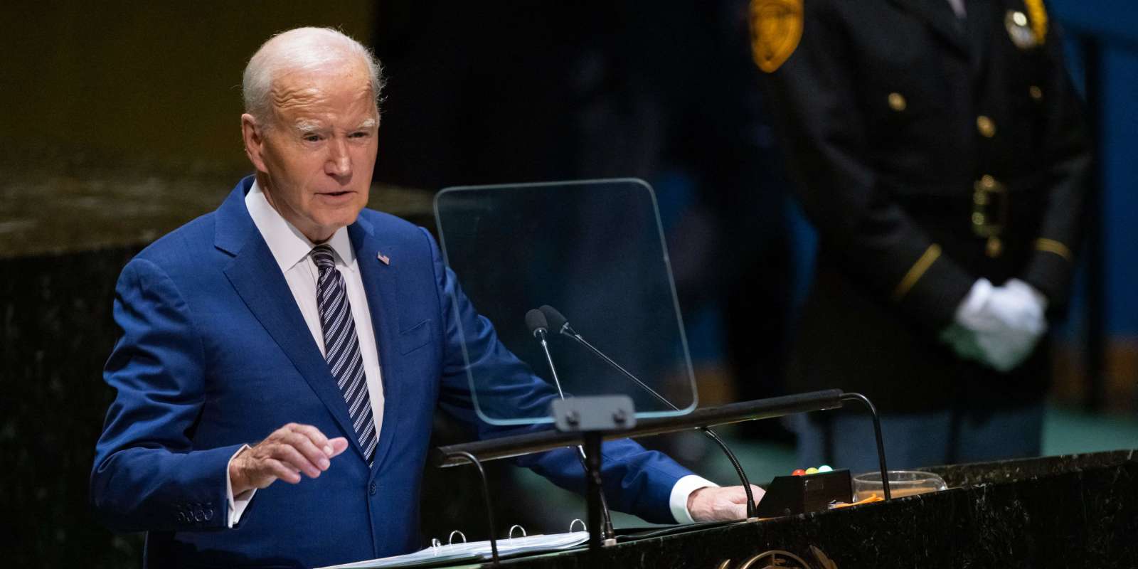 Le président américain, Joe Biden, s’adresse à la 78e session de l’Assemblée générale des Nations Unies au siège de l’ONU, le 19 septembre 2023, à New York. 